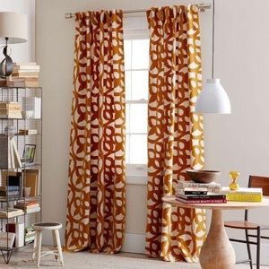 2 West elm ironwork flocked window panels 48x96